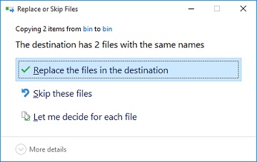 روی Replace the files... کلیک کنید