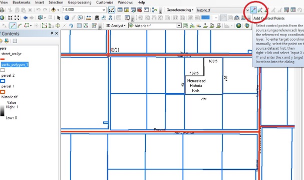 انتخاب add control point از منوی georeferencing